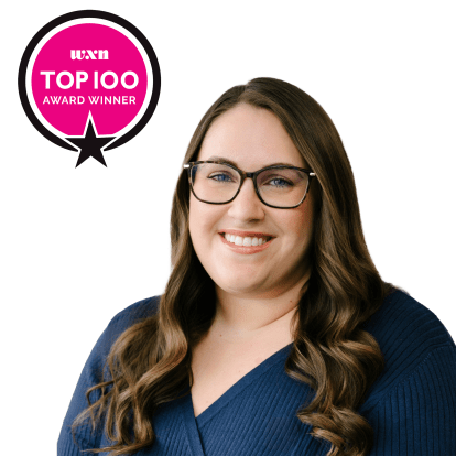 Brittany Dale headshot with the WXN Top 100 seal